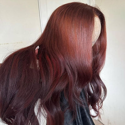ZSF Ombre Maple Red Body Wave Wig Colored Lace Wig Brazilian Virgin Human Hair Natural Hairline