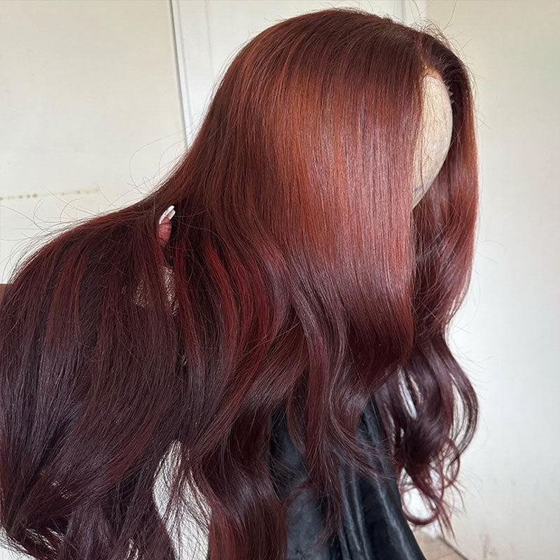 ZSF Ombre Maple Red Body Wave Wig Colored Lace Wig Brazilian Virgin Human Hair Natural Hairline