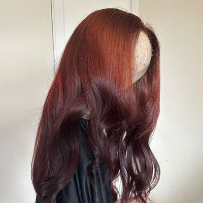 ZSF Ombre Maple Red Body Wave Wig Colored Lace Wig Brazilian Virgin Human Hair Natural Hairline