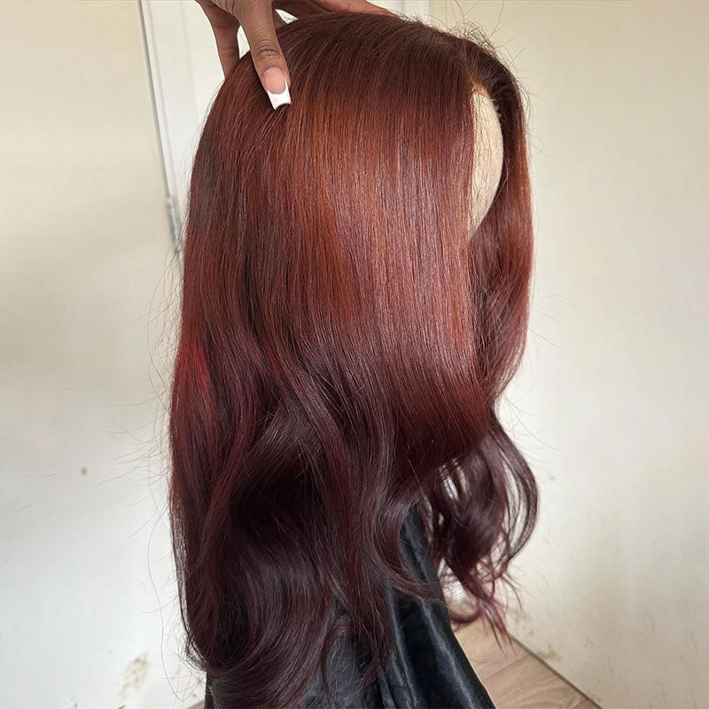 ZSF Ombre Maple Red Body Wave Wig Colored Lace Wig Brazilian Virgin Human Hair Natural Hairline