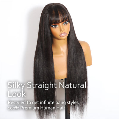 (Ready to Ship) ZSF 3D Fluffy Body Wave With Bangs Pre-Everything 13*4 Pre-Cut HD Lace Drawstring Cap Put On Go