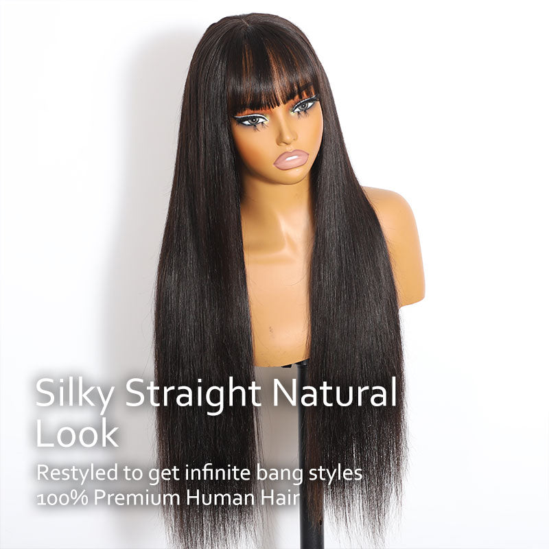 (Ready to Ship) ZSF 3D Fluffy Body Wave With Bangs Pre-Everything 13*4 Pre-Cut HD Lace Drawstring Cap Put On Go