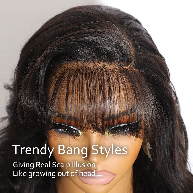 (Ready to Ship) ZSF Pre-Styled Layered Cut With Side Bangs Body Wave Invisible HD Lace C Part Frontal Wig Real Human Hair Natural Hairline
