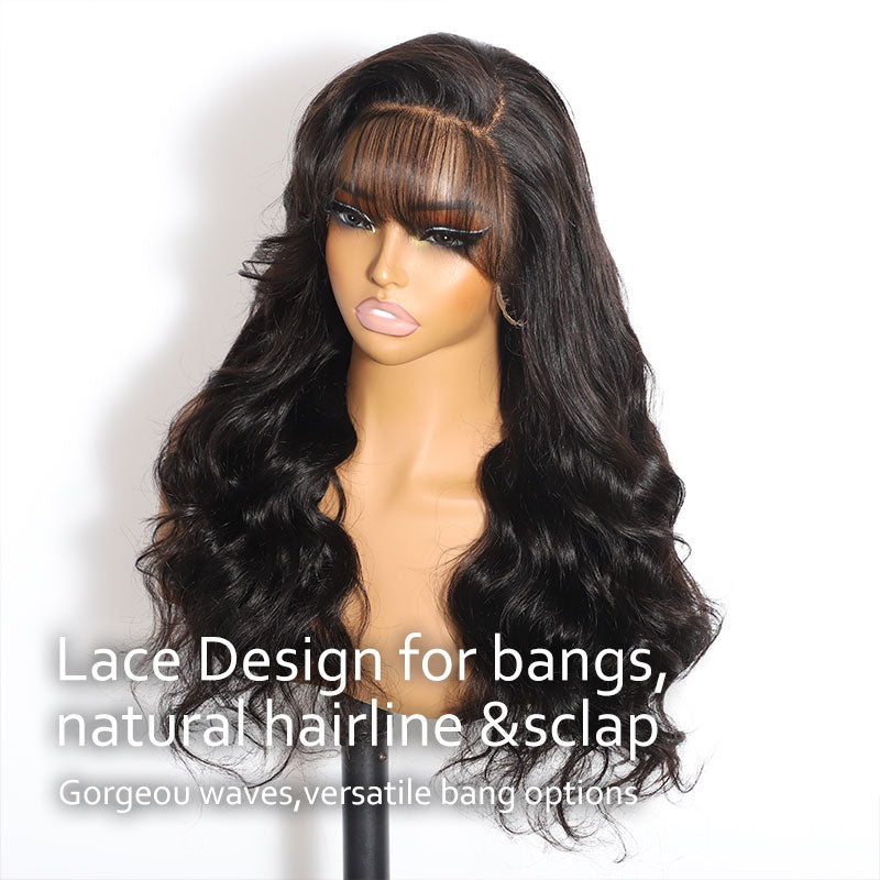 (Ready to Ship) ZSF Pre-Styled Layered Cut With Side Bangs Body Wave Invisible HD Lace C Part Frontal Wig Real Human Hair Natural Hairline
