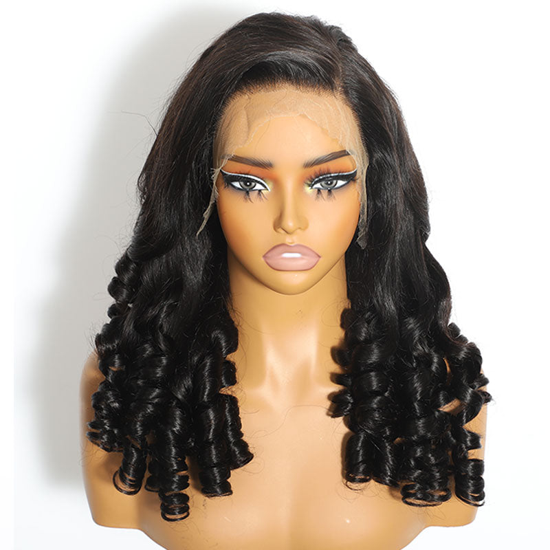 ZSF Customized Tip Wavy Hair HD Lace Closure Wig Virgin Hair Unprocessed Human Hair Natural Black