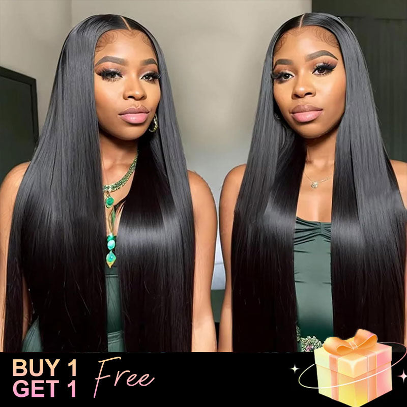 (BUY 1 GET 1 Free) ZSF 9*6 HD Lace  Wear&Go Wig Glueless Wig Straight Pre-Bleached Drawstring Tiny Knots Pre-Plucked Middle Part Hairline Pre-Cut Lace