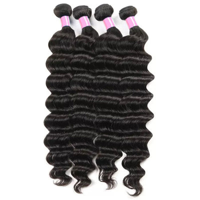 ZSF 10A Grade Loose Deep Wave 4Bundles With Lace Closure 100% Human Hair Natural Black