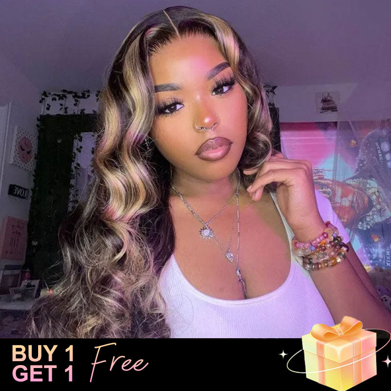 (BUY 1 GET 1 Free)ZSF Highlight 1B/27 Loose Wave Lace Wig Invisible HD Lace Frontal Natural Hairline Virgin Human Hair