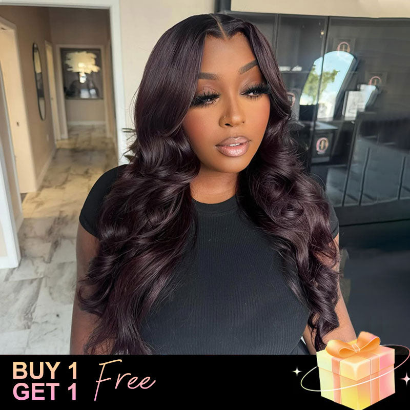 (BUY 1 GET 1 Free)ZSF Hair Stunning Plum Color HD Lace Closure Body Wave Virgin Hair Unprocessed Human Hair 1Piece