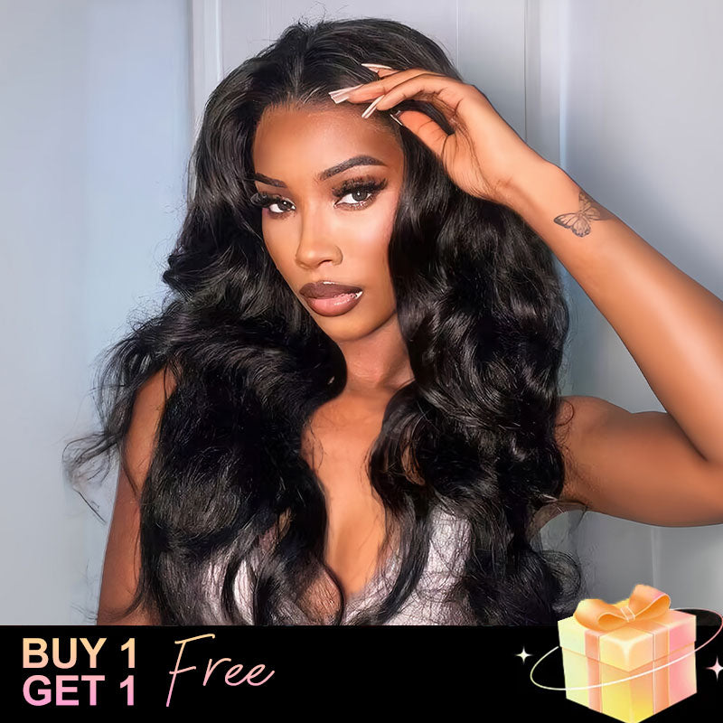 (BUY 1 GET 1 Free) ZSF 9*6 HD Lace Glueless Wig Body Wave Pre-Bleached Drawstring Tiny Knots Pre-Plucked Middle Part Hairline Pre-Cut Lace