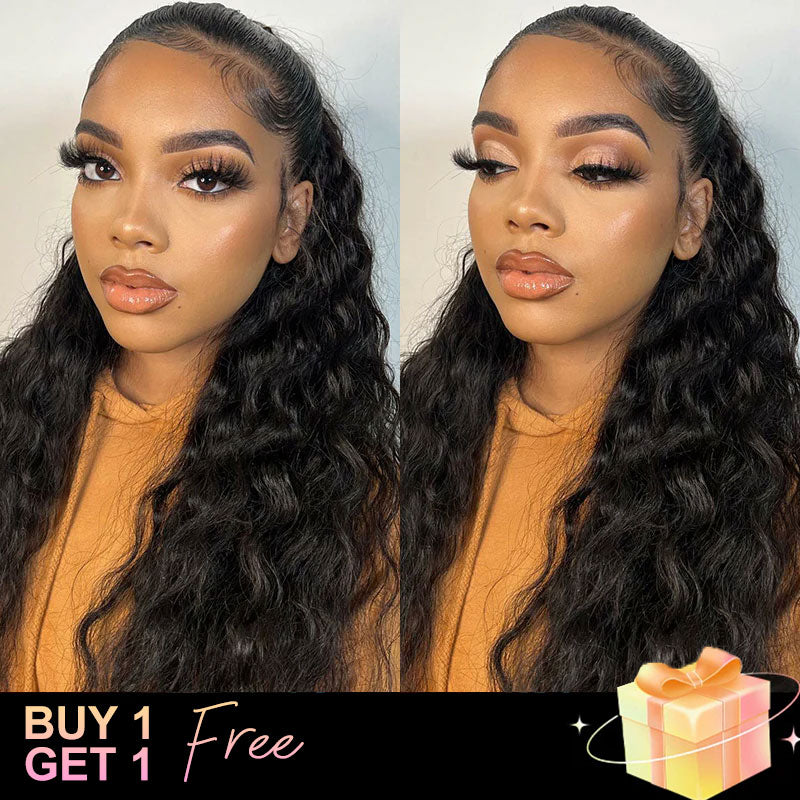 (BUY 1 GET 1 Free)ZSF Raw Natural Wave Hair Lace Frontal Wig Hair Middle Part Pre-Plucked Natural Hairline