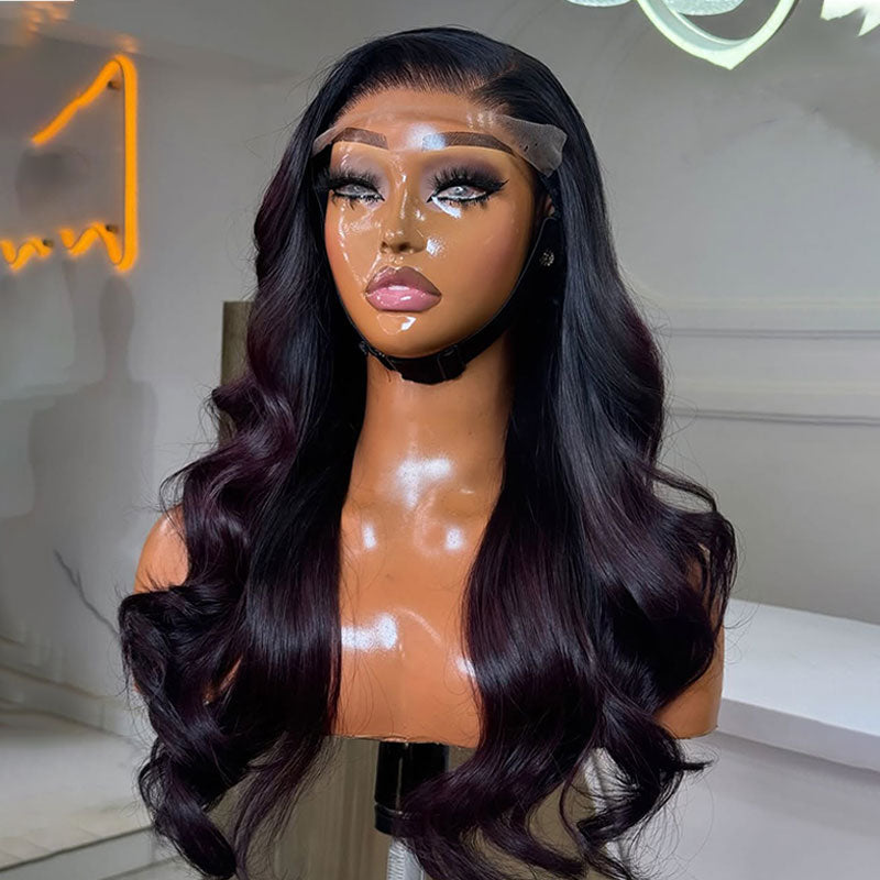 ZSF Hair Ombre Black Plum Body Wave C Part 100% Brazilian Human Hair Natural Hairline Tiny Knots