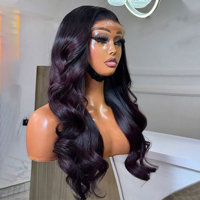 ZSF Hair Ombre Black Plum Body Wave C Part 100% Brazilian Human Hair Natural Hairline Tiny Knots