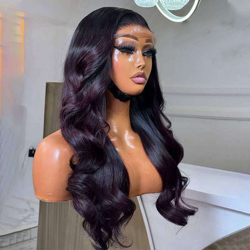 ZSF Hair Ombre Black Plum Body Wave C Part 100% Brazilian Human Hair Natural Hairline Tiny Knots