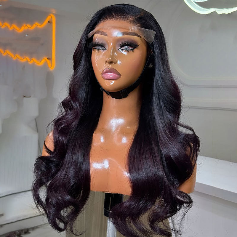 ZSF Hair Ombre Black Plum Body Wave C Part 100% Brazilian Human Hair Natural Hairline Tiny Knots