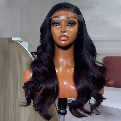 ZSF Hair Ombre Black Plum Body Wave C Part 100% Brazilian Human Hair Natural Hairline Tiny Knots