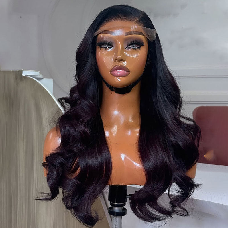 ZSF Hair Ombre Black Plum Body Wave C Part 100% Brazilian Human Hair Natural Hairline Tiny Knots