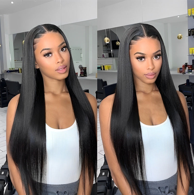 30" $199 Lace Frontal Wig | Straight Virgin Hair Human Hair 150% Density Transparent Lace 1Piece Natural Black
