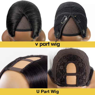 ZSF Hair V Part/U Part Machine Wig Water Wave Middle Part Vigin Hair Natural Hairline