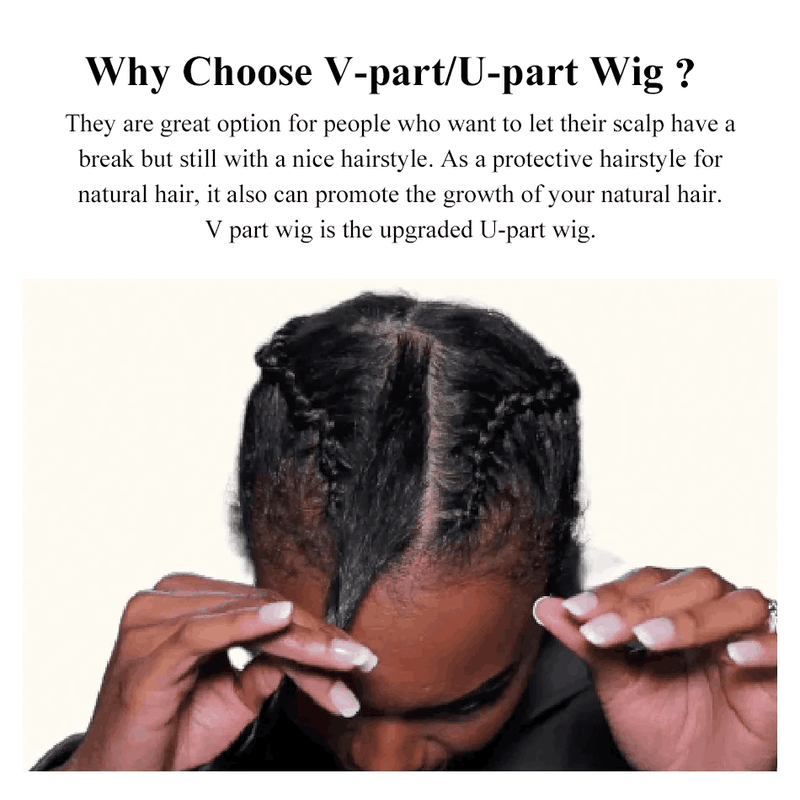 ZSF V Part/U Part Wig Straight Glueless Middle Part Human Hair