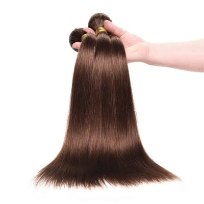 ZSF Chocolate Brown #4 Straight Virgin Hair 4Bundles With Lace Closure Human Hair