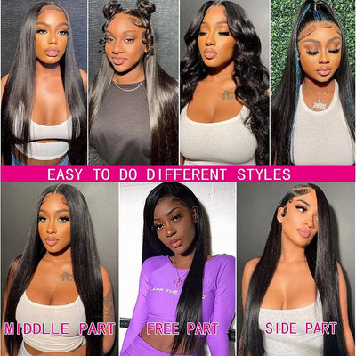 30" $199 Lace Frontal Wig | Straight Virgin Hair Human Hair 150% Density Transparent Lace 1Piece Natural Black