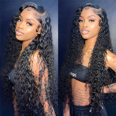 34" 38" 40" ZSF Hair Curly Wave Lace Frontal Wig Virgin Pre Pluck Baby Hair Human Hair 1Piece