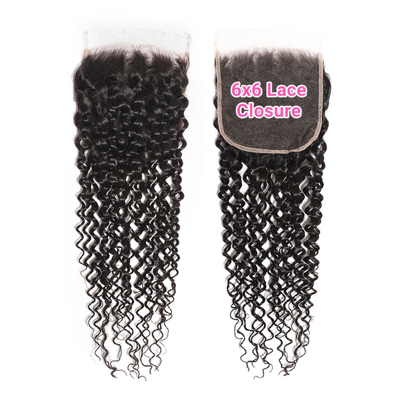 ZSF 6×6/7×7 Lace Closure With Water Wave Bundles Grade 8A Virgin Hair Unprocessed Natural Black Hair Weaving