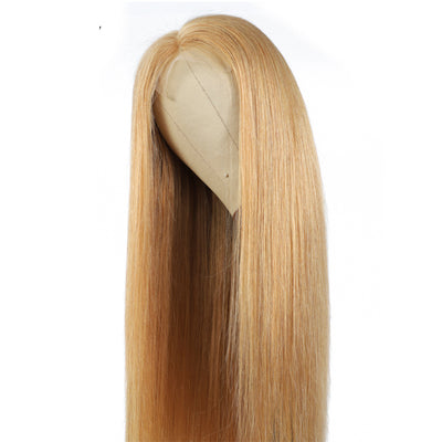 (BUY 1 GET 1 Free)ZSF Platium Honey Blonde 27# Straight Human Lace Wig One Piece