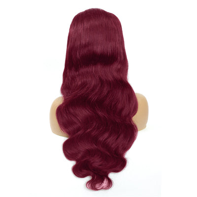 (BUY 2 PAY 1)Burgundy Transparent Lace Wig Body Wave Colored Human Virgin Hair One Piece