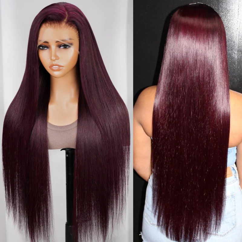 ZSF Graceful Dark Purple Trendy Color Layered Cut Body Wave 13*4 Lace Frontal Wig Human Hair One Piece