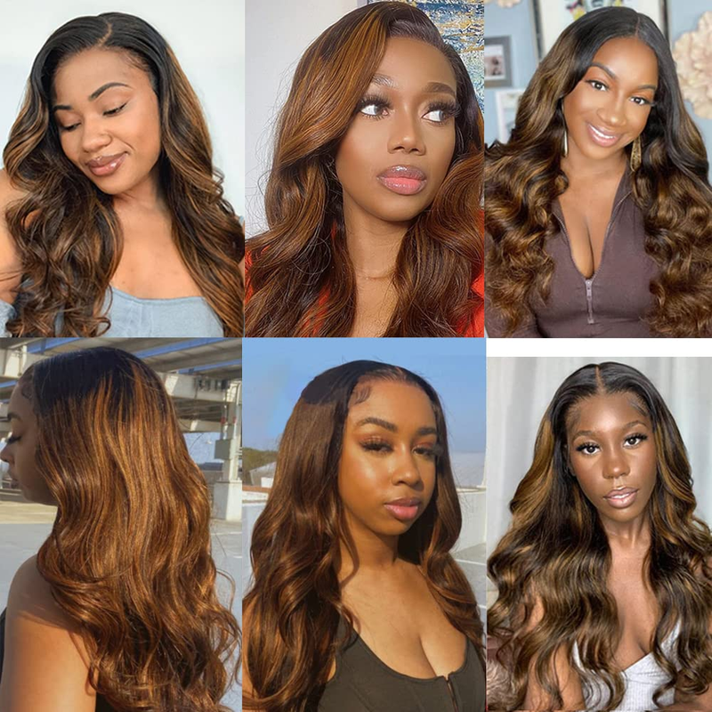 ZSF P4/30 Ombre Body Wave Human Hair 3Bundles With Lace Frontal Brazilian Remy Hair