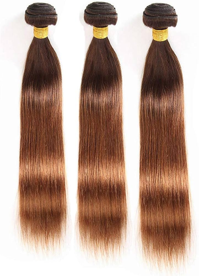 ZSF Ombre T4/30 Straight Virgin Hair 3Bundles With Lace Closure 100% Human Hair