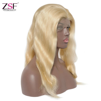 (BUY 2 PAY 1)ZSF Hair Russian 613 Blonde Virgin Hair Body Wave Transparent Lace Frontal Wig 100% Human Hair 1Piece