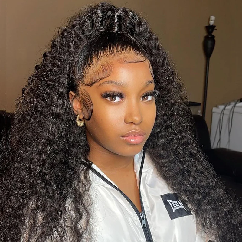 (BUY 1 GET 1 Free)ZSF Hair Pixie Curly Transparent Lace Frontal Wig 100% Human Virgin Hair