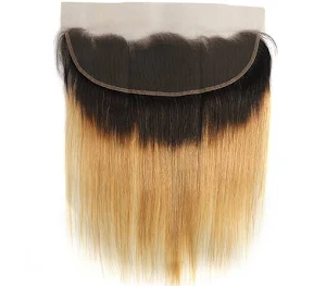 ZSF T1B/27 Ombre Blonde Straight Human Hair 4Bundles With Lace Frontal Brazilian Remy Hair