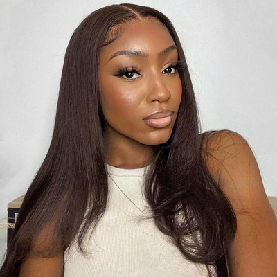 (Clearance Sale)ZSF Dark Brown #2 Colored Wig 4*4 Lace Closure Wig Human Hair One Piece