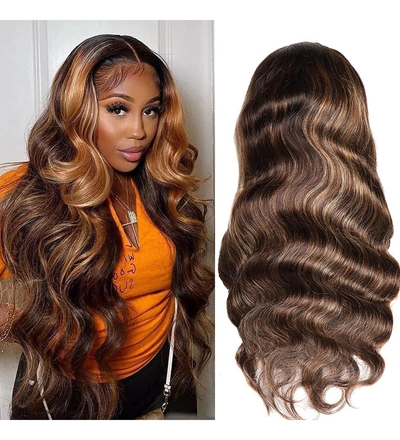 (Clearance Sale) ZSF Brown Blonde Highlight #4/30 Body Wave Lace Colored Human Remy Hair One Piece