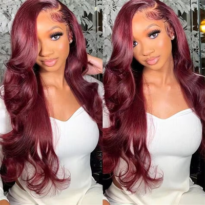 ZSF Pre-everything Burgundy Body Wave Colored Hair Pre-pluck Hairline