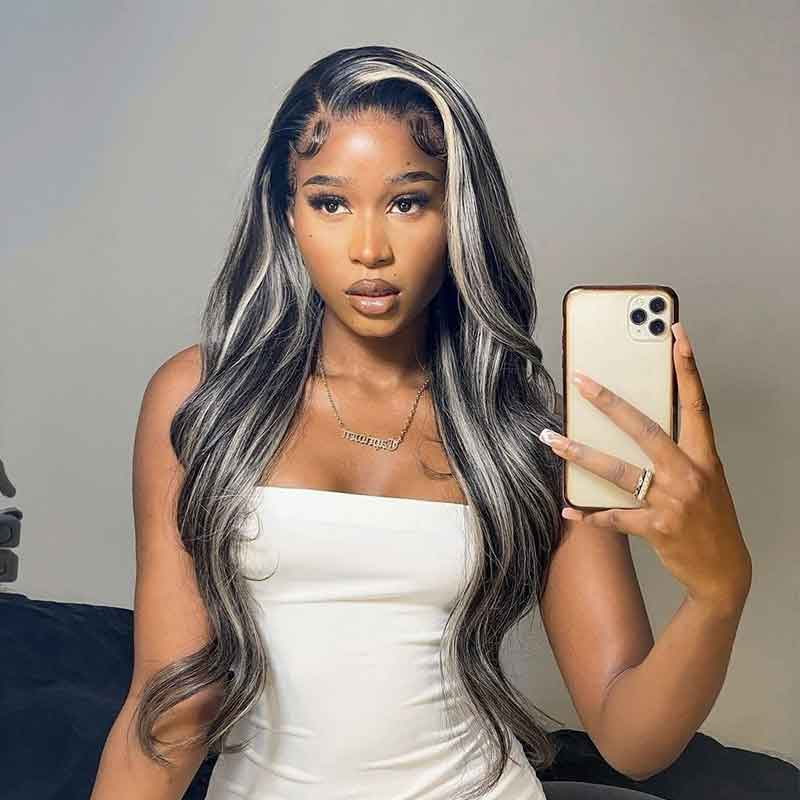 (Clearance Sale) ZSF Hair Transparent Lace 1B/Grey Straight Virgin Hair Lace Wig Frontal Human Hair