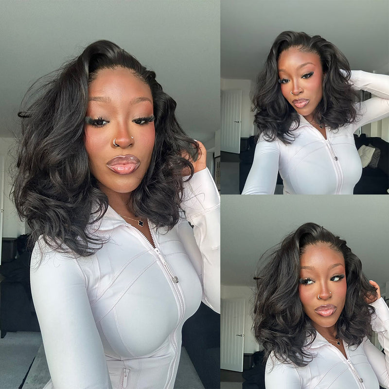 ZSF Natural Wave Short Bob Lace C Part Human Wig Brazilian Bob Wigs With Full Ends