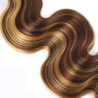 ZSF  P4/27 Brown Blonde Highlight Body Virgin Hair 4Bundles With 13*4 Lace Frontal