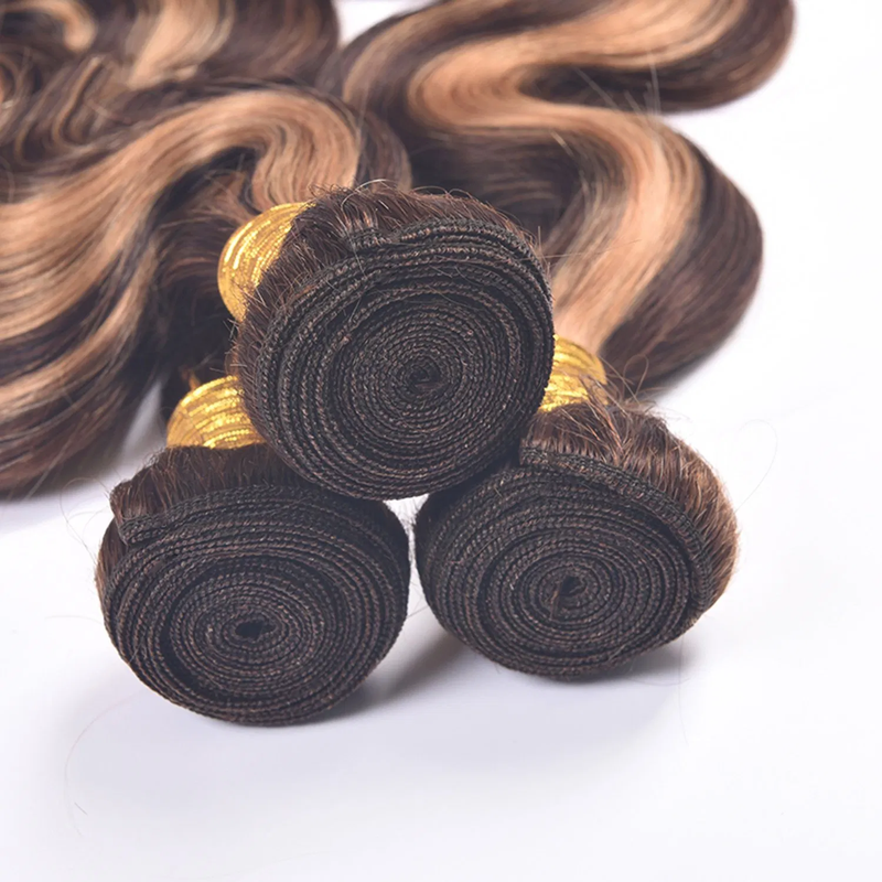 ZSF Ombre P4/30 Body Wave Virgin Hair 3Bundles With Lace Closure 100% Human Hair