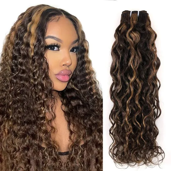 ZSF Ombre P4/30 Water Wave Virgin Hair 3Bundles With Lace Closure 100% Human Hair