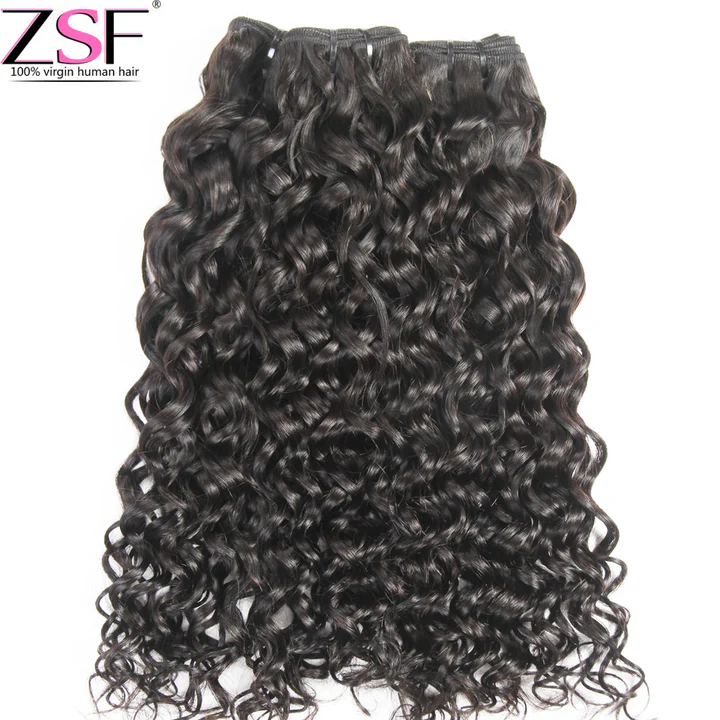 ZSF Hair Grade 10A Vigin Hair Water Wave 1Bundle 100% Unprocessed Human Hair Weave Natural Black