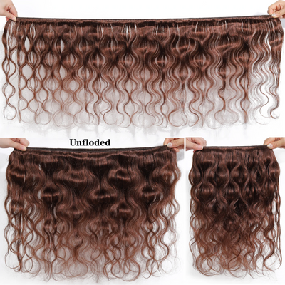 ZSF Chocolate Brown #4 Body Wave Virgin Hair 3Bundles With Lace Closure Human Hair