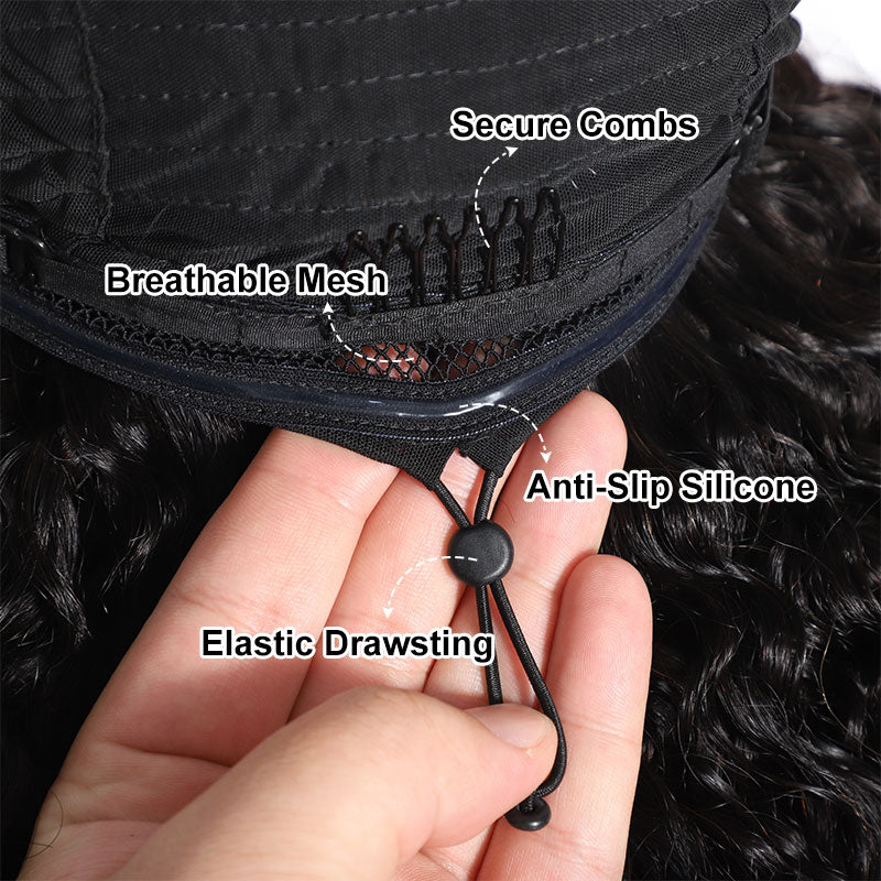 ZSF Glueless Burgundy Curtain Bangs Layer Cut Straight HD Lace Wig Miniknots Drawstring Natural Hairline Pre-Cut Lace