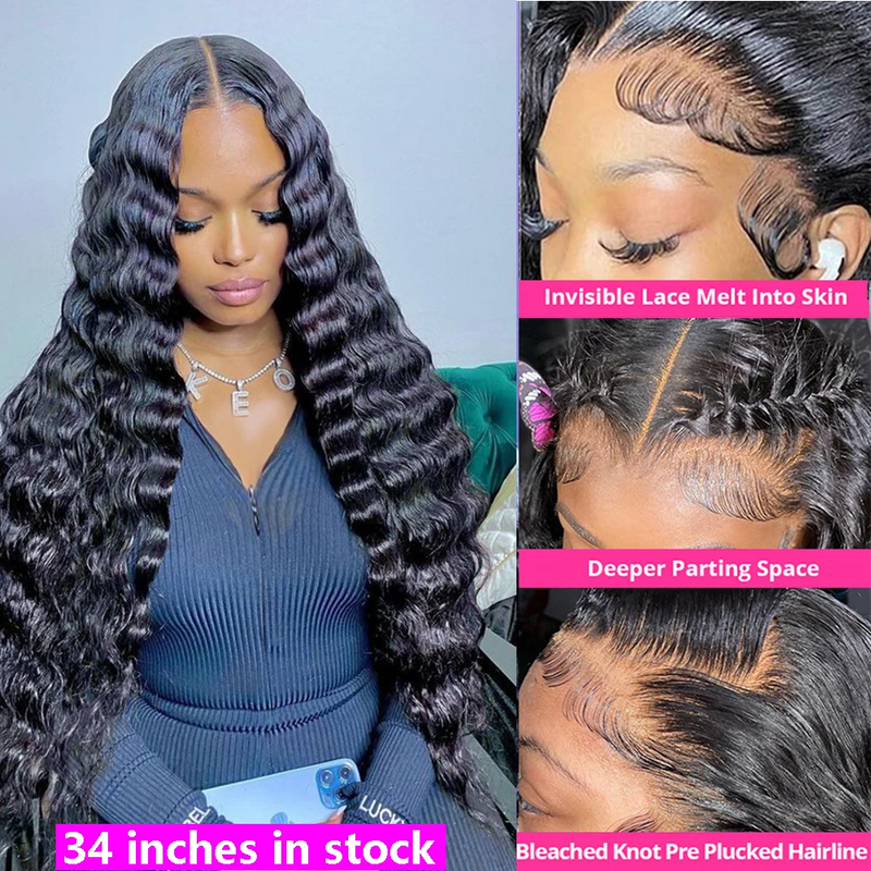 ZSF Loose Deep Wave 13*6 HD Lace Frontal Wig Pre Plucked Full Density