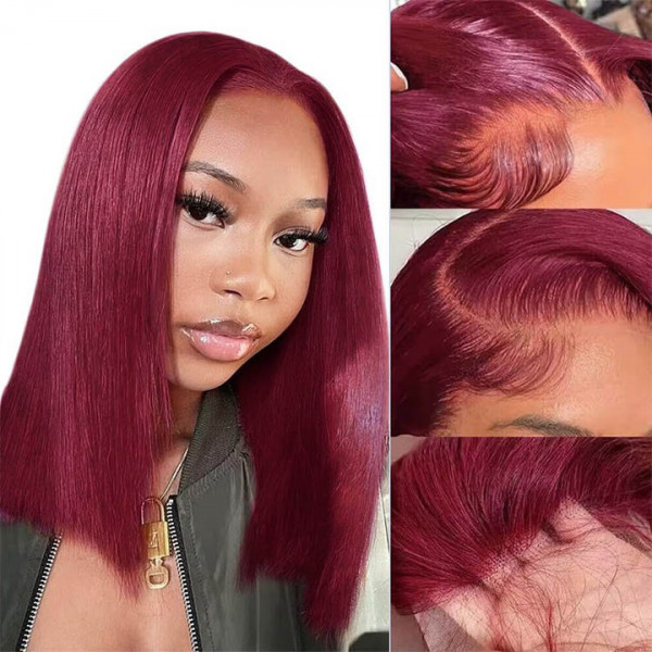 (Clearance Sale) ZSF Red Wine 99j Straight  Lace Colored Hair Human Virgin Hair One Piece