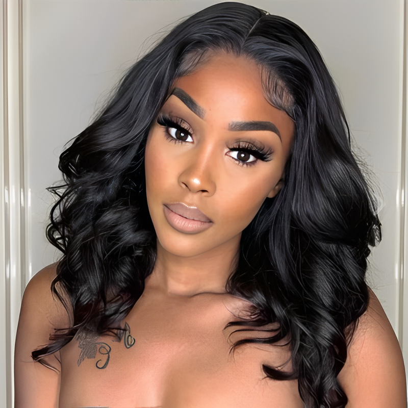 ZSF Middle Part Skin Melt HD Lace Body Wave Lace Closure Human Hair Wig Natural Hairline Pre-pluck